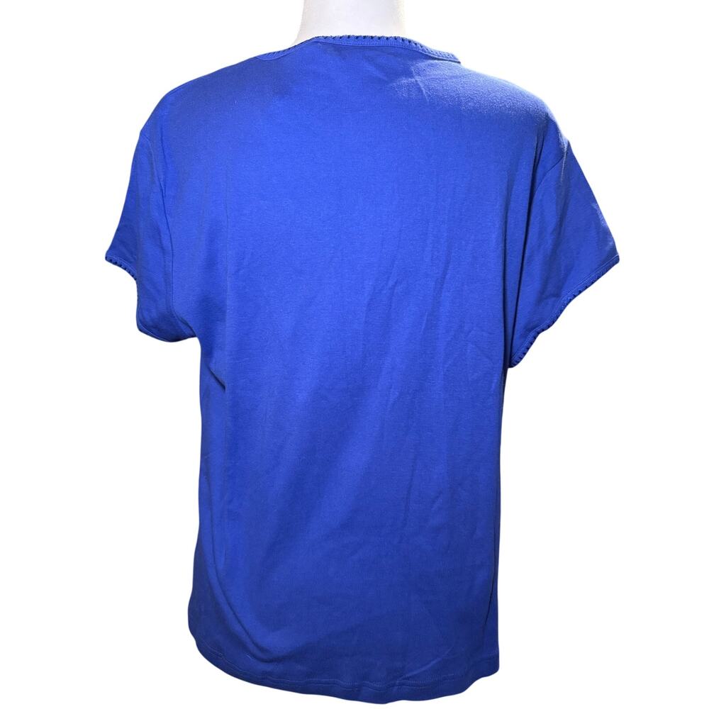 Delicates Let It Snow Embroidered Holiday Christmas Tee, Blue, Women's XL, NWT - Picture 3 of 7